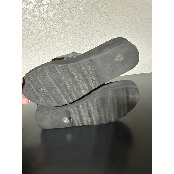 Coach Janice Women 7.5B Black Signature Slip-On Wedge Sandals Preppy Resort Trip - Picture 8 of 10